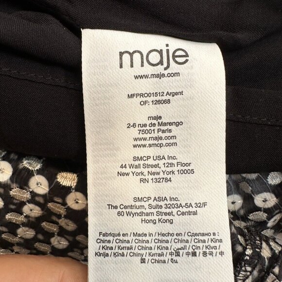 Maje Women's Long Sleeve Mini Dress Size 34/XS High Neck Sequin A-Line Orig $490 - Picture 14 of 16